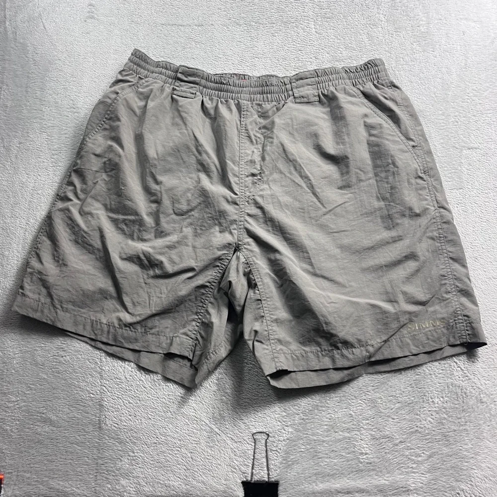 Simms Fishing Products Mens Gray Nylon Mesh Lined Shorts Size Large Outdoor